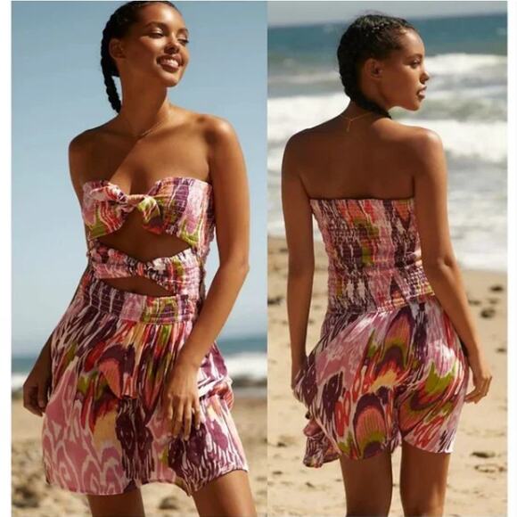 NWT Anthropologie Reversible Smocked Tie Front Sundress Size Medium - Picture 1 of 9